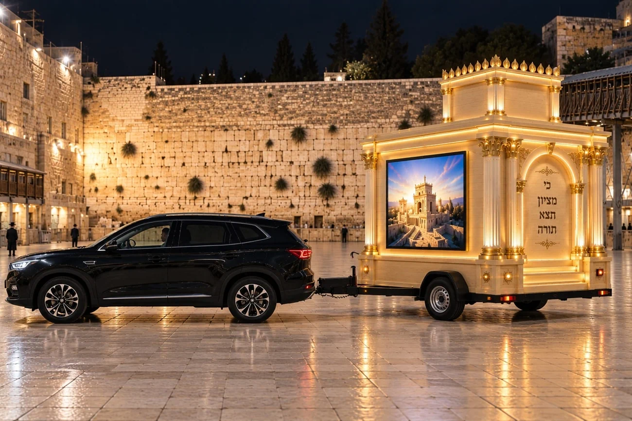רכב תהלוכה מלכותי עם עיטורי זהב, כתר מואר ותאורת לד היקפית בלילה